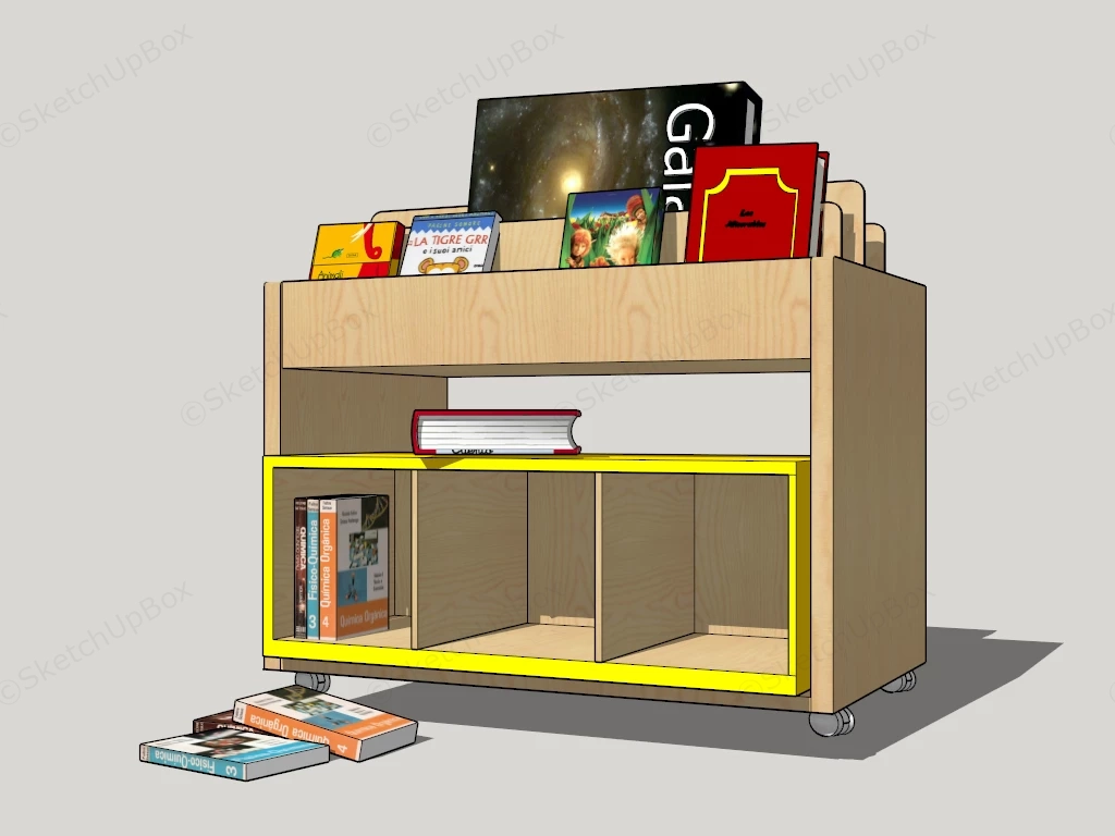 Kids Bookcase With Wheels sketchup model preview - SketchupBox