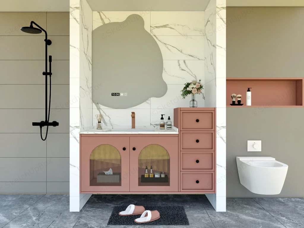 Pink & White Bathroom Idea sketchup model preview - SketchupBox