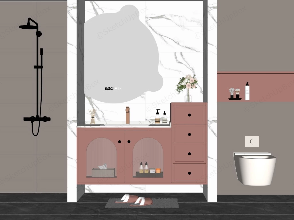Pink & White Bathroom Idea sketchup model preview - SketchupBox