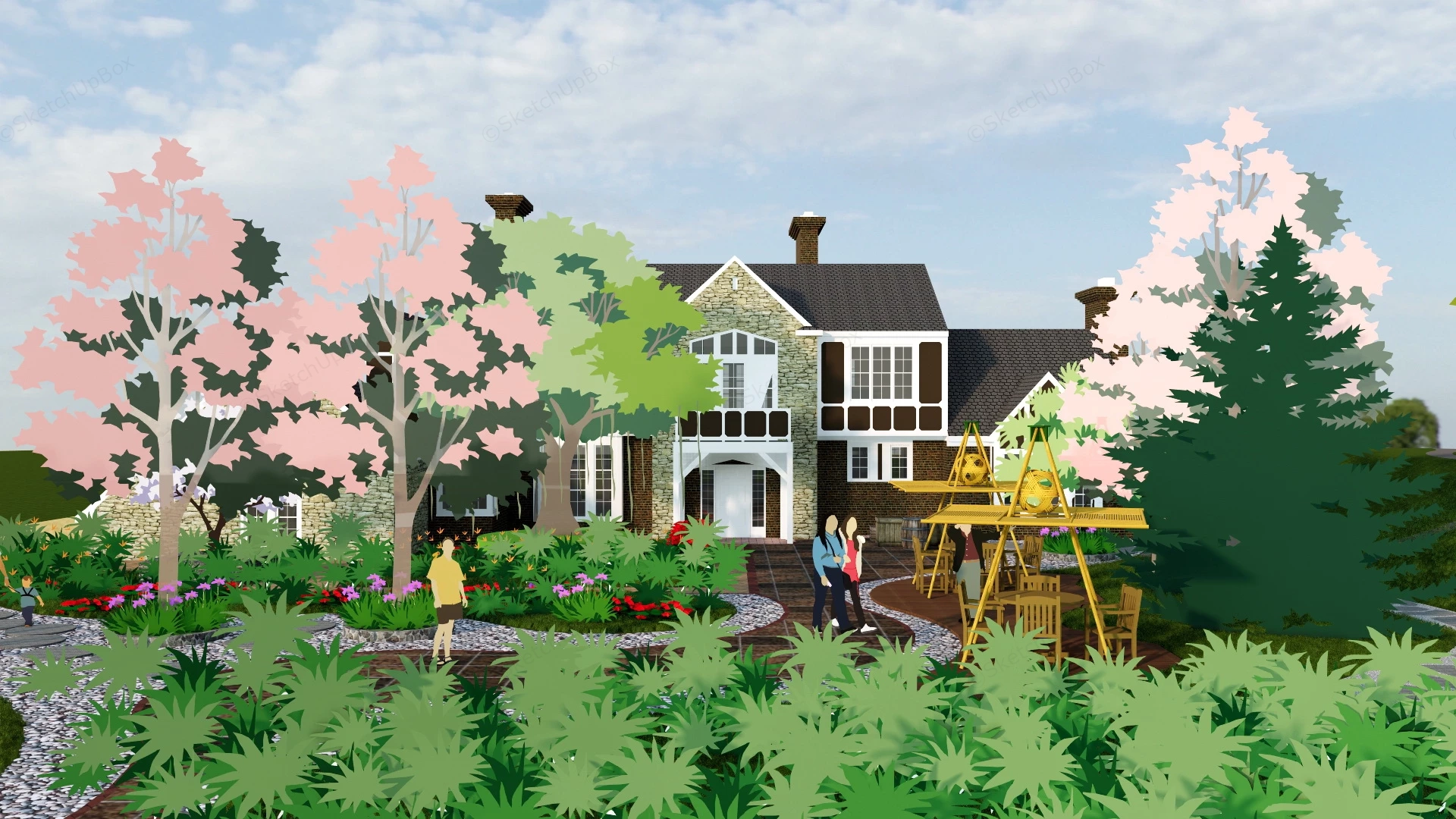 Country Ranch House sketchup model preview - SketchupBox