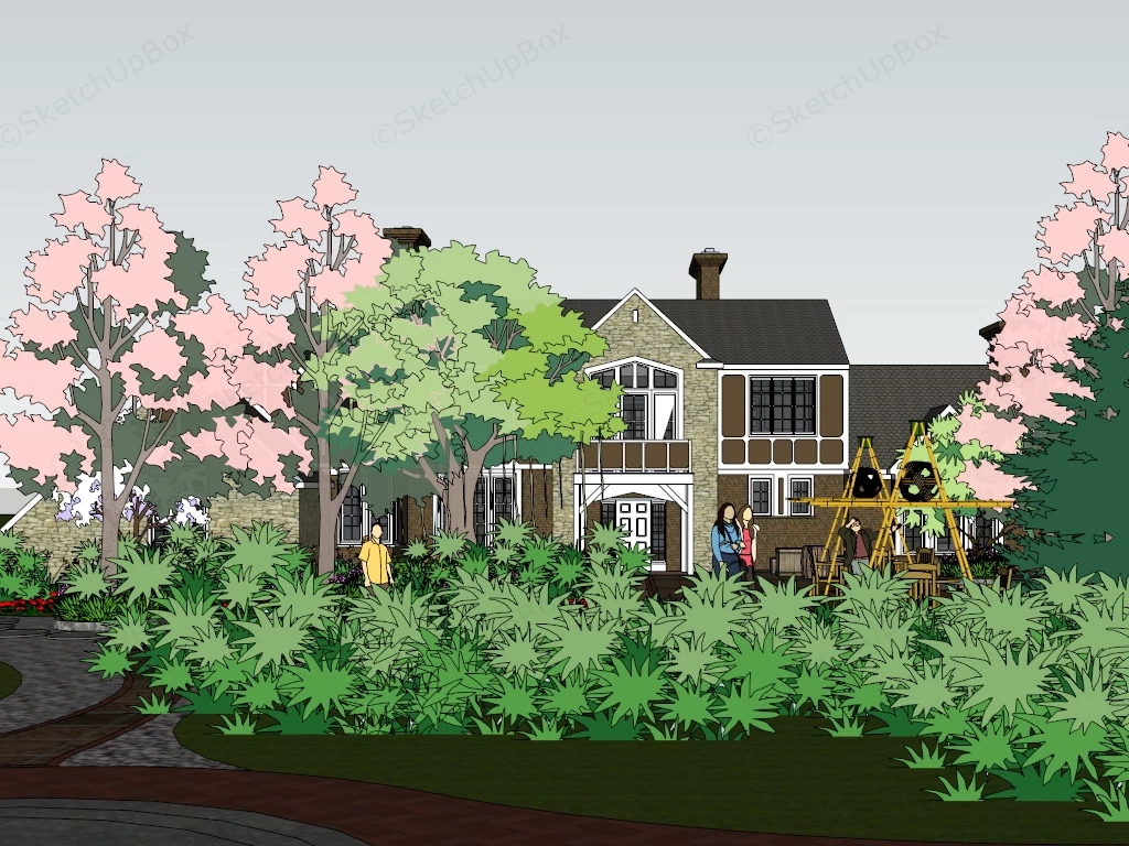 Country Ranch House sketchup model preview - SketchupBox