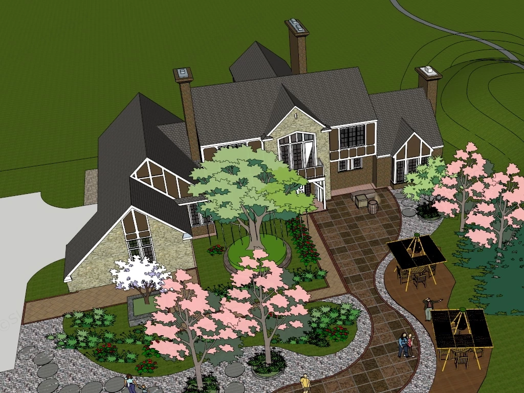 Country Ranch House sketchup model preview - SketchupBox