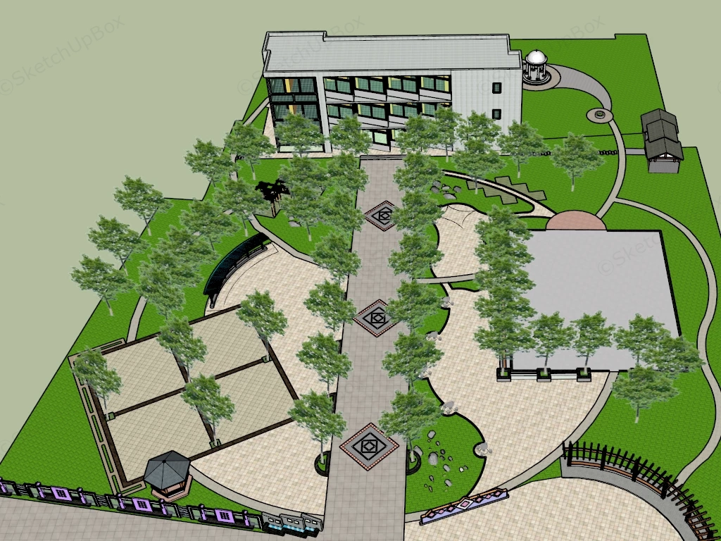 Circular Landscape Design sketchup model preview - SketchupBox