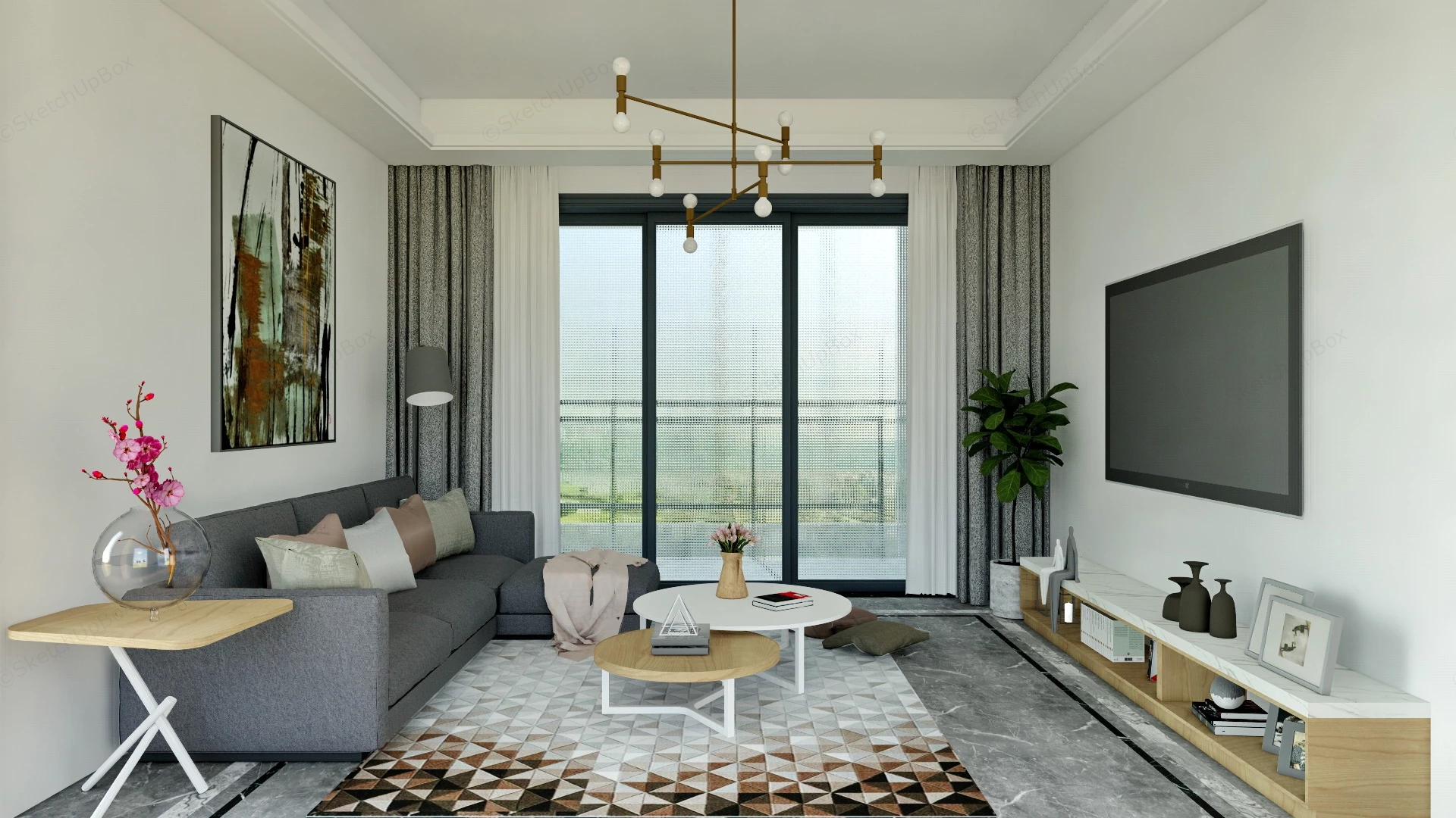 Contemporary Style Small Living Room sketchup model preview - SketchupBox