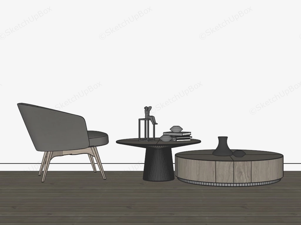 Zen Coffee Table And Chair Set sketchup model preview - SketchupBox