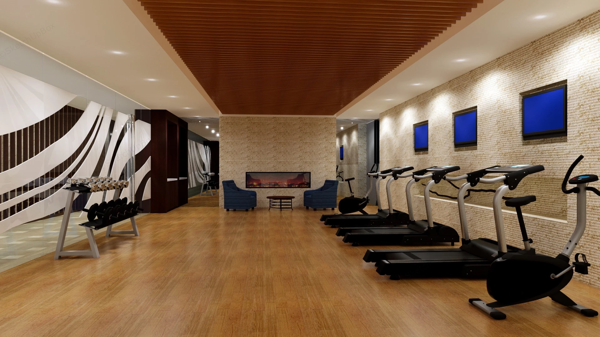 Office Gym Room sketchup model preview - SketchupBox