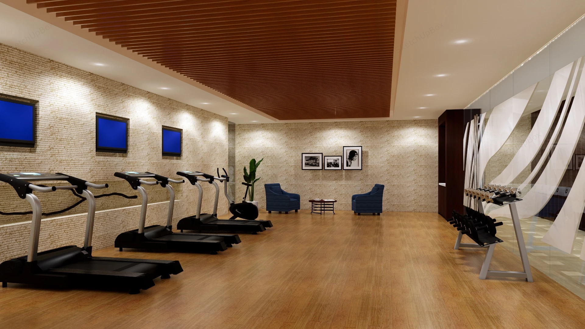 Office Gym Room sketchup model preview - SketchupBox