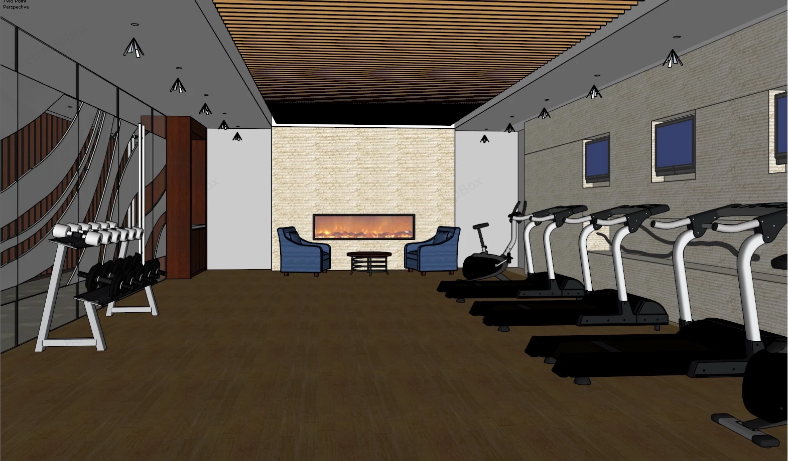 Office Gym Room sketchup model preview - SketchupBox