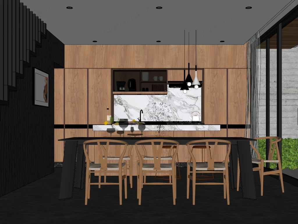Dining Room And Kitchen Combo Idea sketchup model preview - SketchupBox