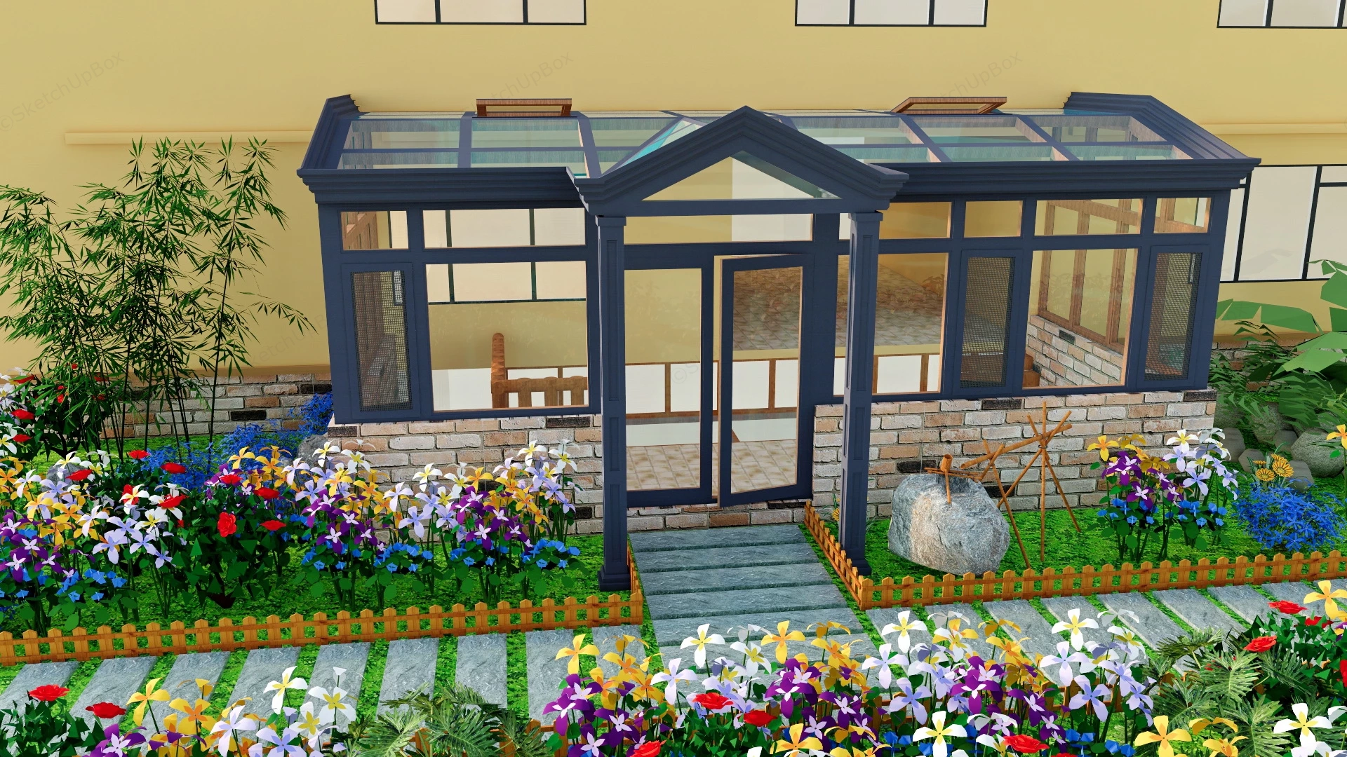 Glass Attached Sunroom sketchup model preview - SketchupBox