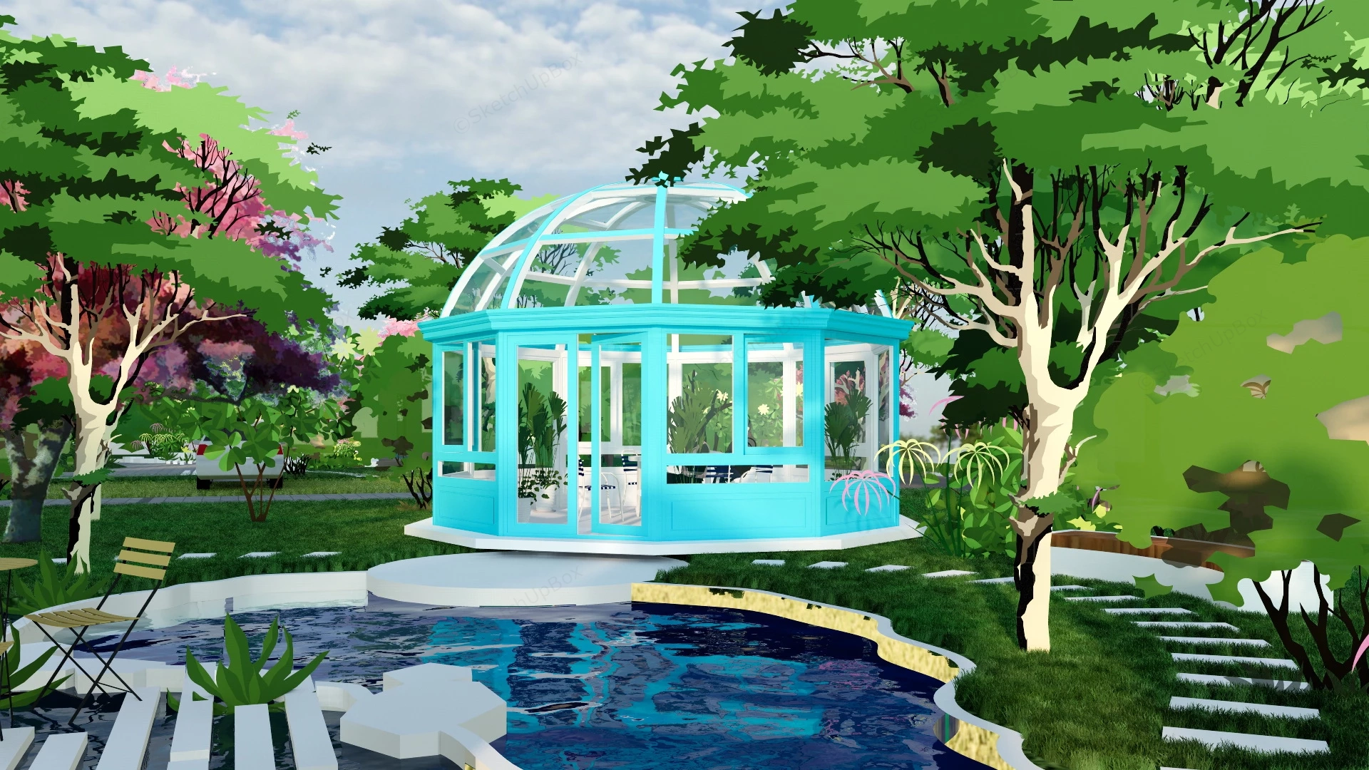 Outdoor Garden SunRoom sketchup model preview - SketchupBox