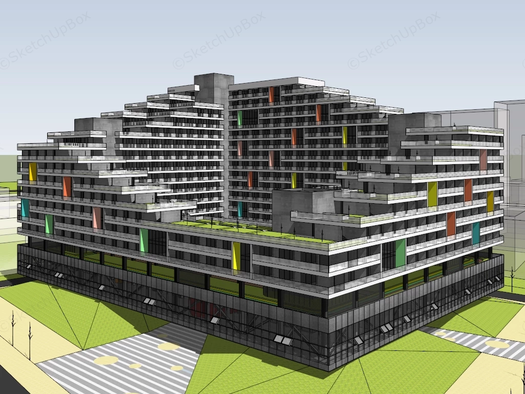 Cube Apartment Building sketchup model preview - SketchupBox