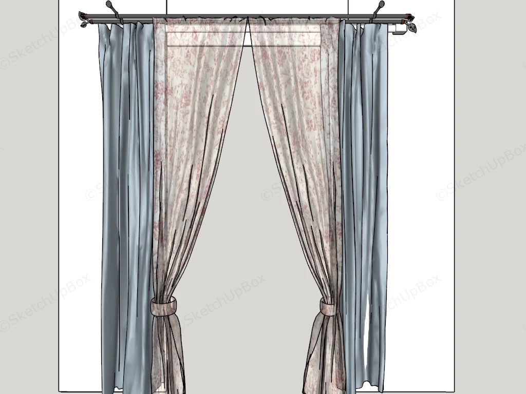 Living Room Curtains sketchup model preview - SketchupBox