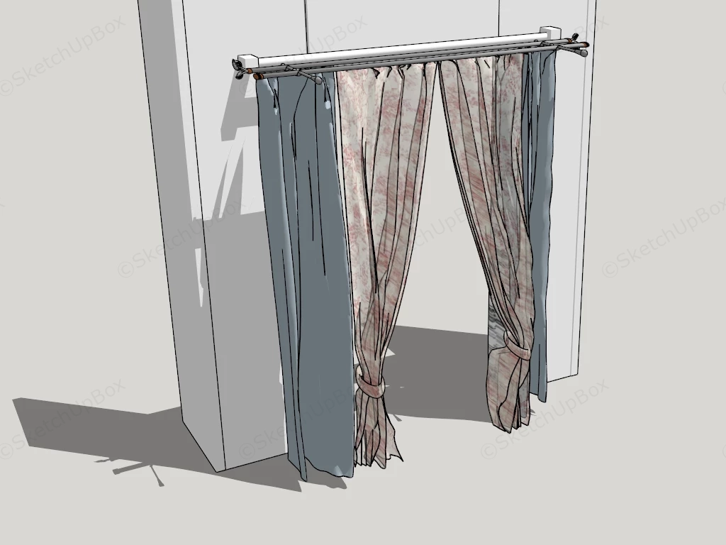 Living Room Curtains sketchup model preview - SketchupBox