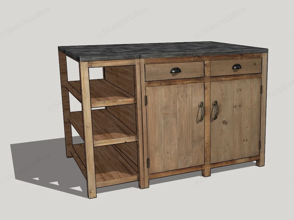 Rustic Buffet Sideboard sketchup model preview - SketchupBox