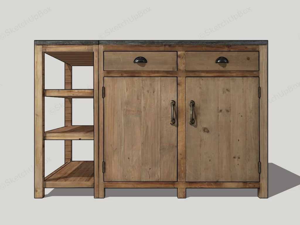 Rustic Buffet Sideboard sketchup model preview - SketchupBox