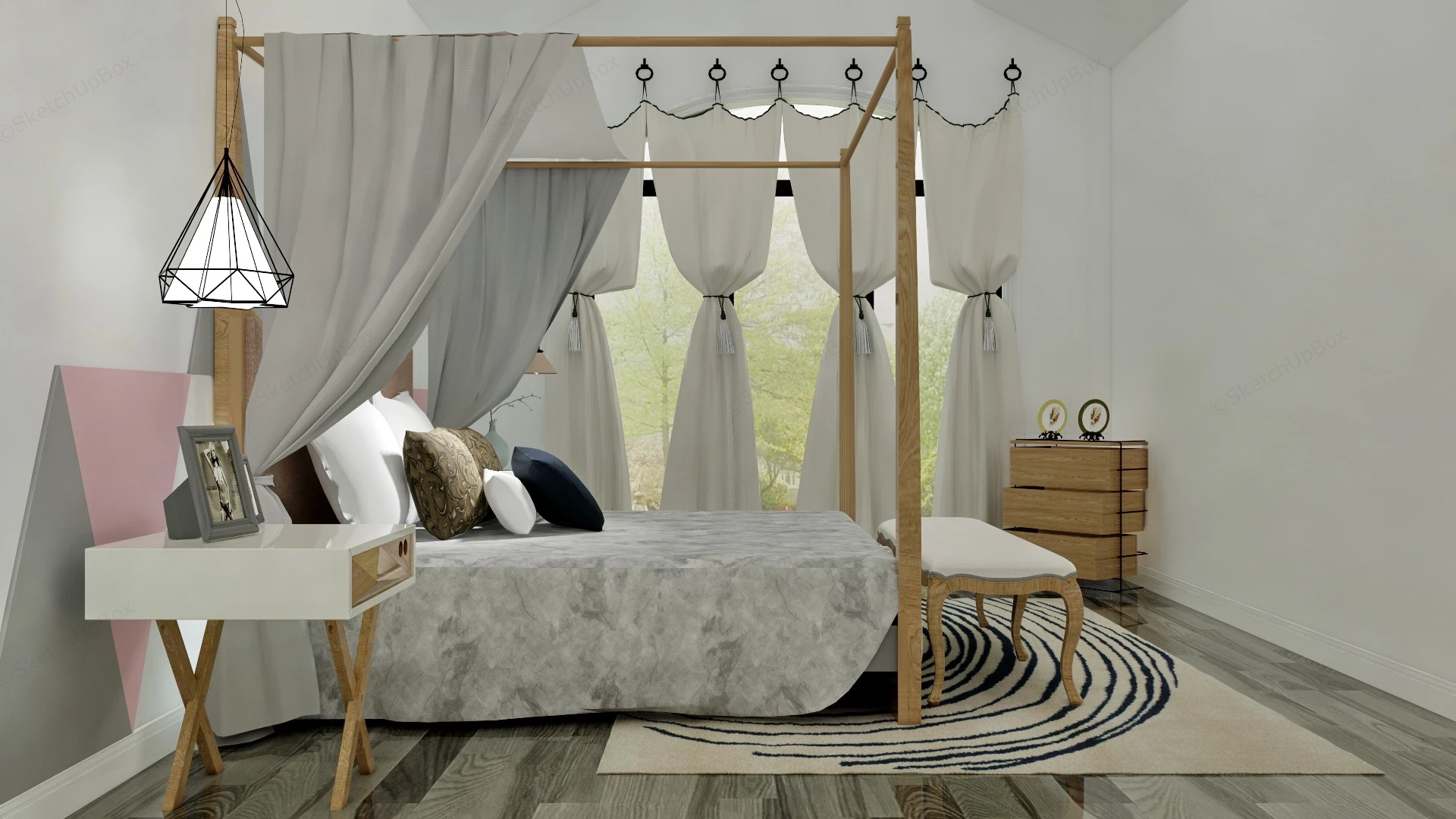 Canopy Bed Bedroom Idea sketchup model preview - SketchupBox