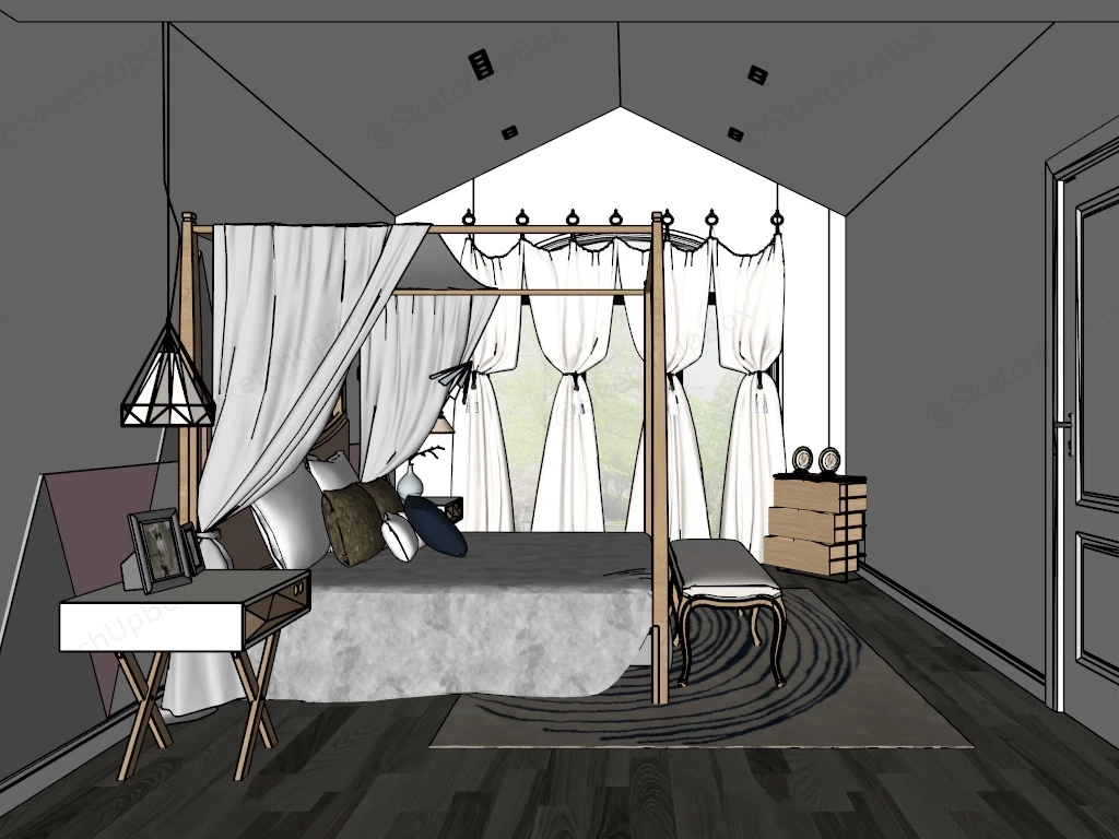 Canopy Bed Bedroom Idea sketchup model preview - SketchupBox