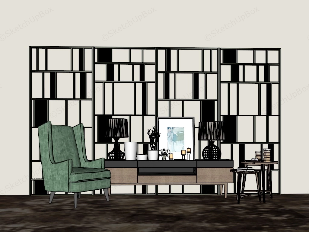 Accent Chair And Wall Decor sketchup model preview - SketchupBox