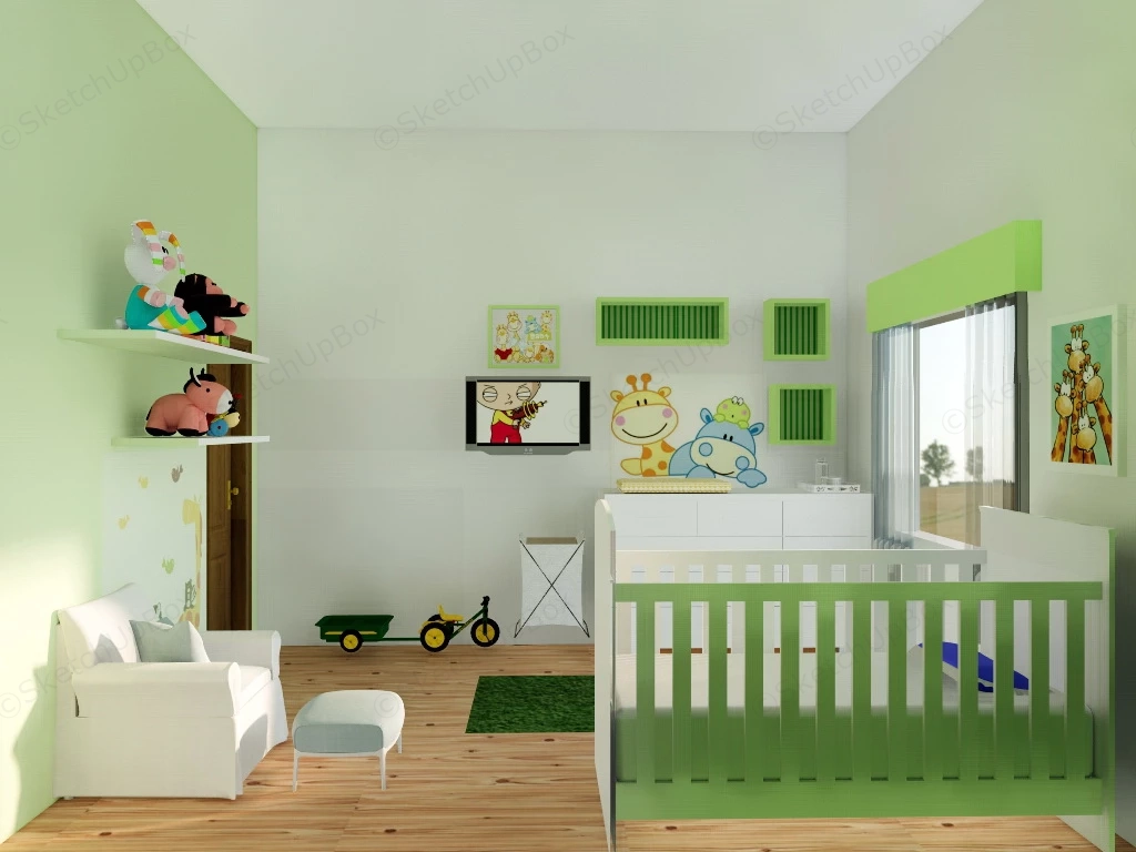 Green Baby Nursery sketchup model preview - SketchupBox