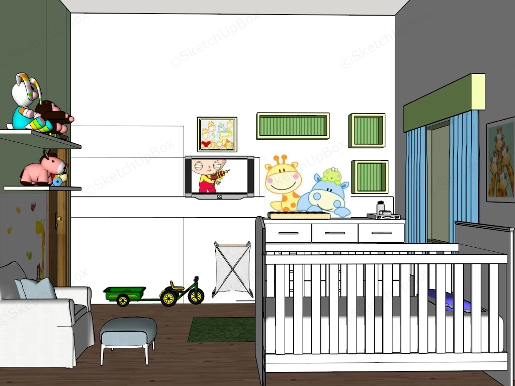 Green Baby Nursery sketchup model preview - SketchupBox