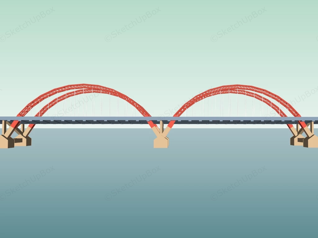 Tied Arch Bridge sketchup model preview - SketchupBox