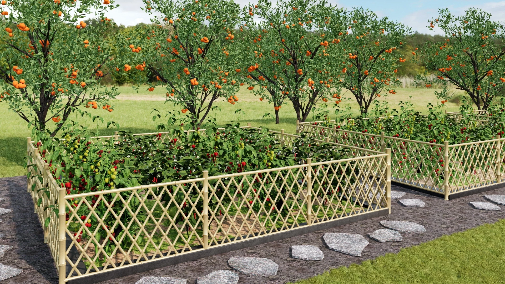 Vegetable Garden And Orchard sketchup model preview - SketchupBox