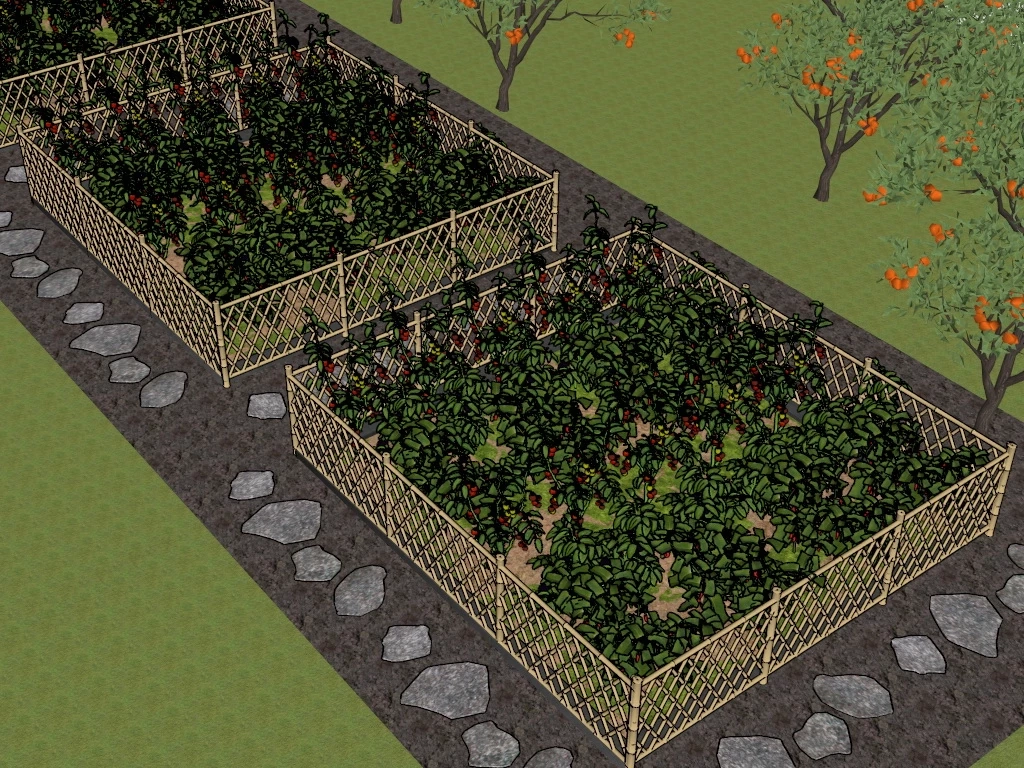 Vegetable Garden And Orchard sketchup model preview - SketchupBox