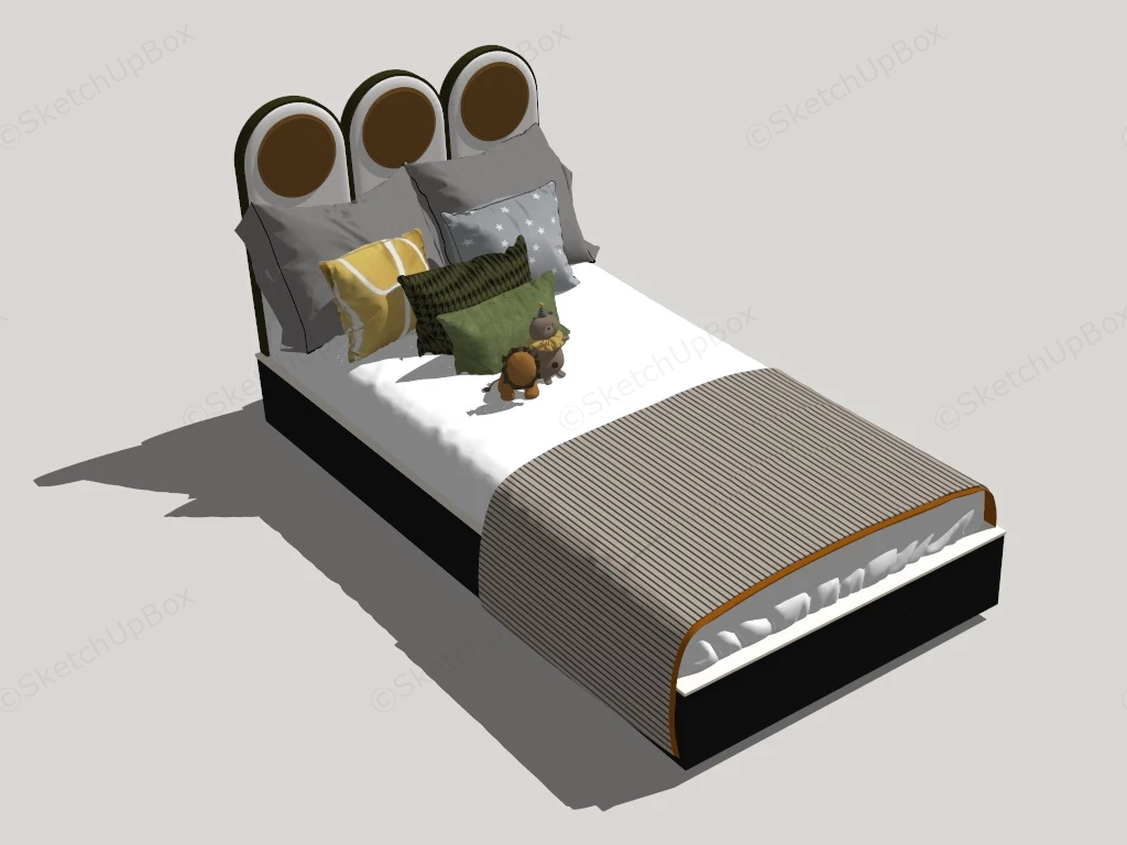 Kids Single Bed sketchup model preview - SketchupBox