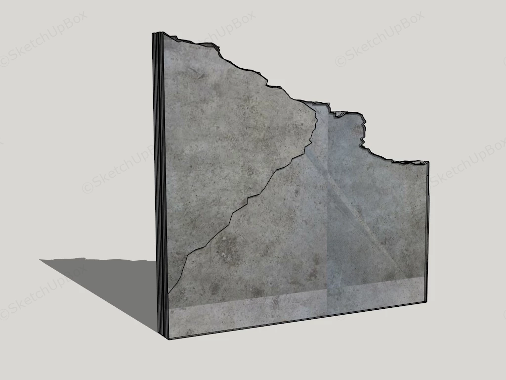 Broken Concrete Wall sketchup model preview - SketchupBox