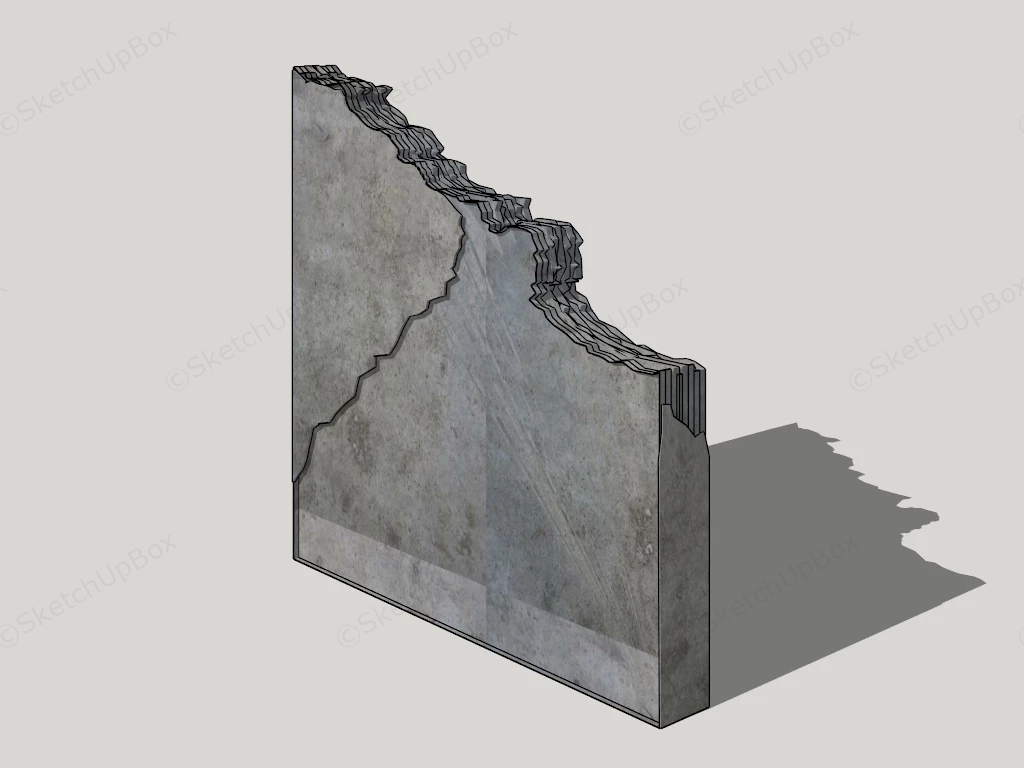 Broken Concrete Wall sketchup model preview - SketchupBox