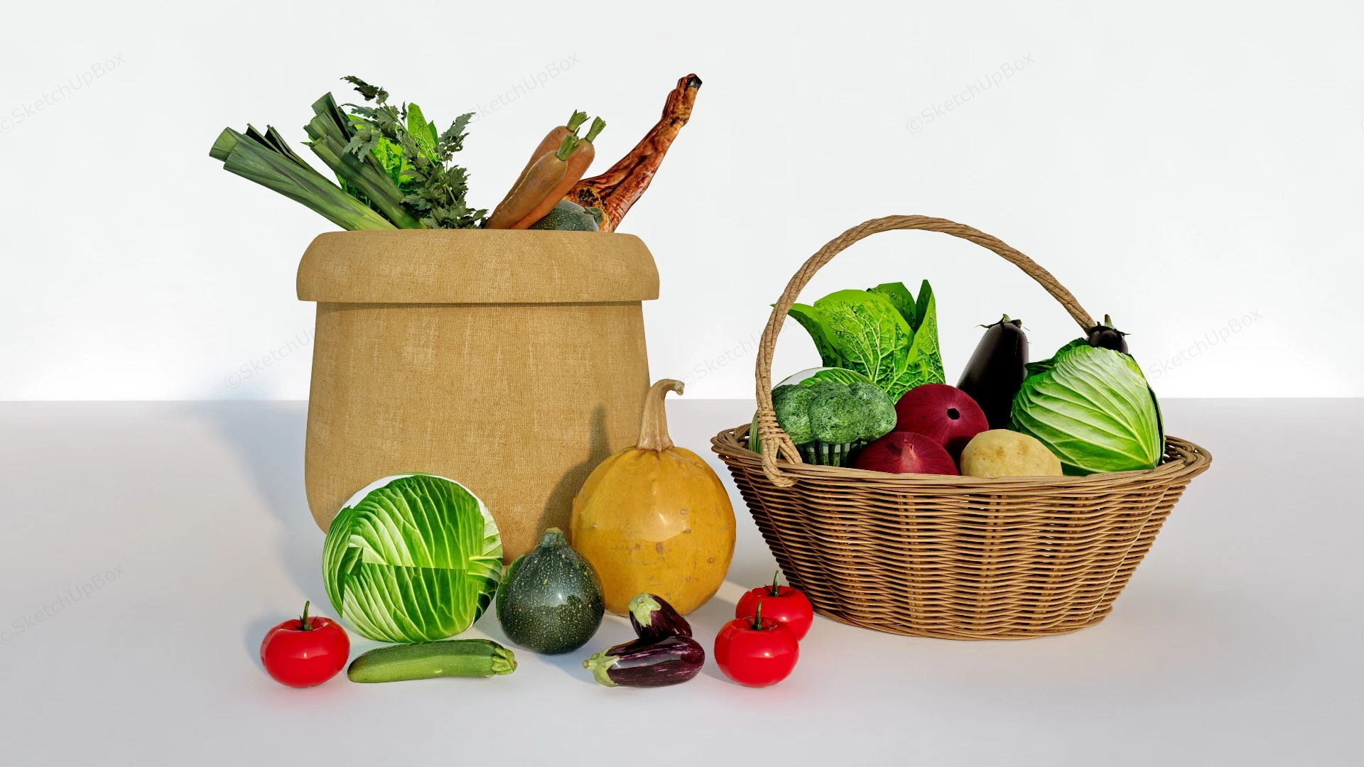 Vegetables In Basket sketchup model preview - SketchupBox