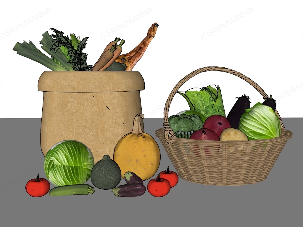 Vegetables In Basket sketchup model preview - SketchupBox