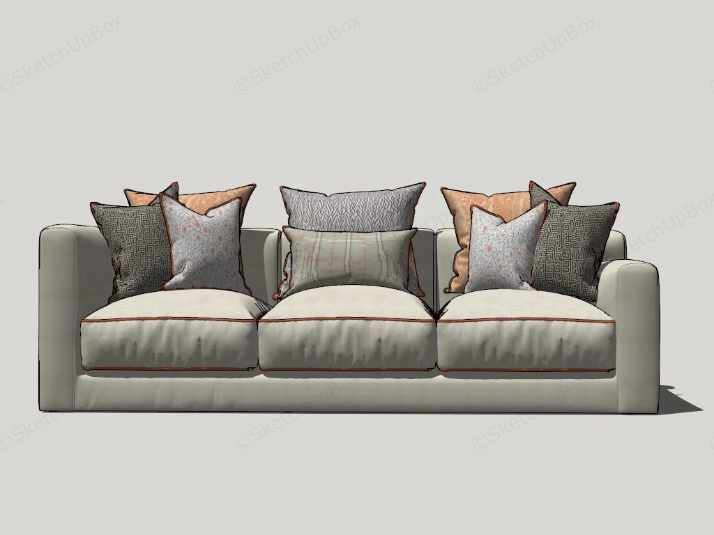 3 Seater Fabric Sofa sketchup model preview - SketchupBox
