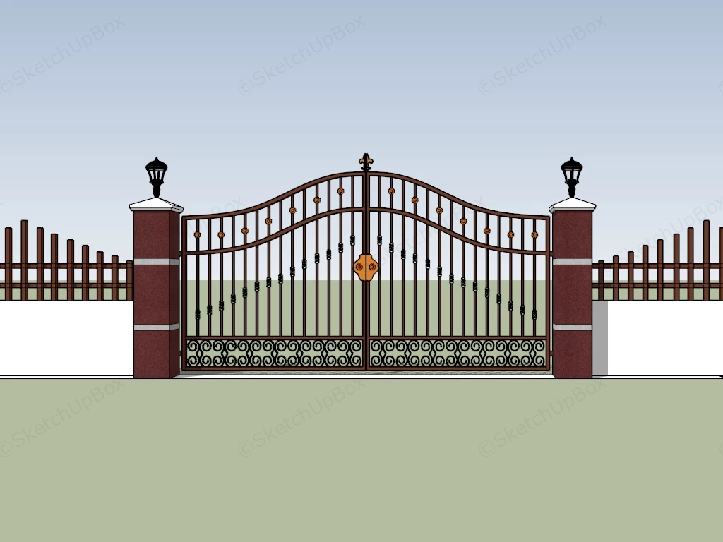 Gate With Fence Design sketchup model preview - SketchupBox