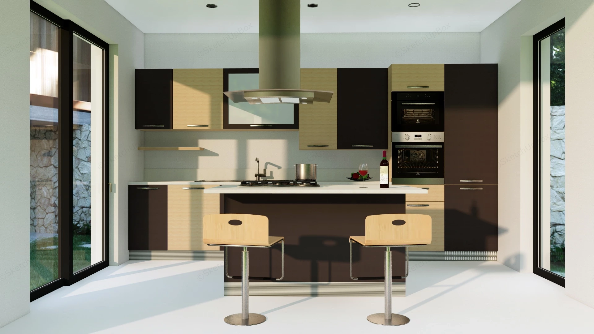 Kitchen With Small Island sketchup model preview - SketchupBox