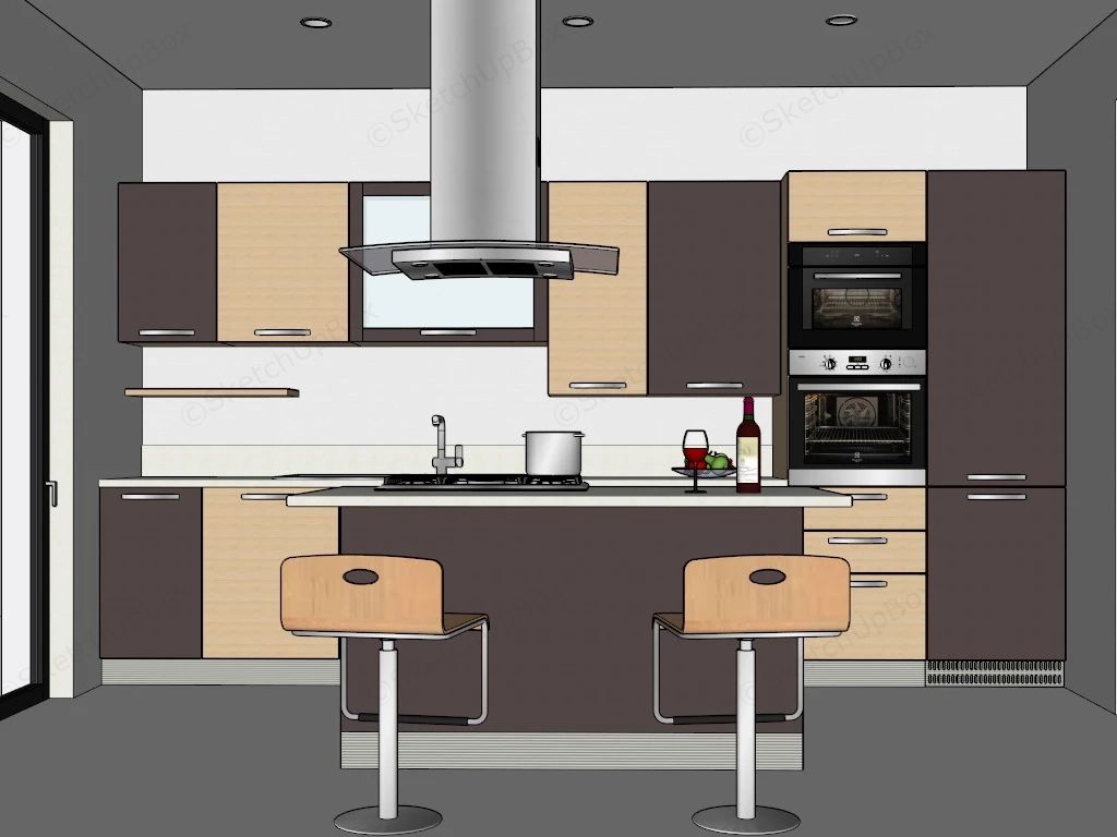 Kitchen With Small Island sketchup model preview - SketchupBox