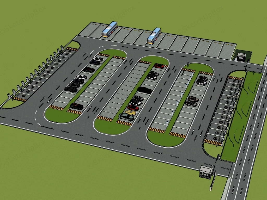 Outdoor Car Park sketchup model preview - SketchupBox