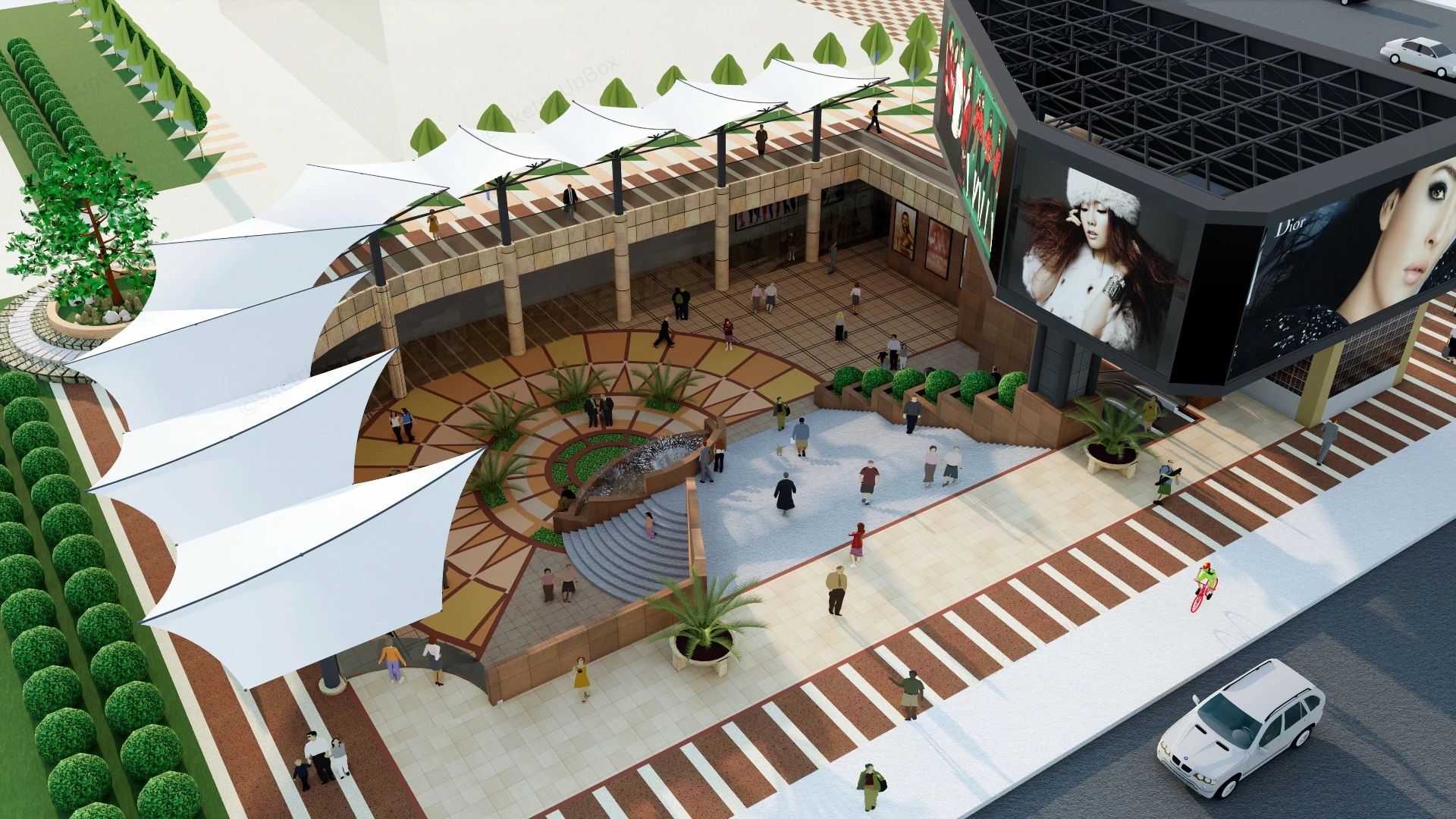 Sunken Plaza Design sketchup model preview - SketchupBox