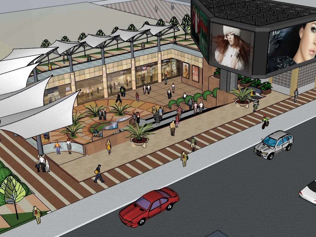 Sunken Plaza Design sketchup model preview - SketchupBox