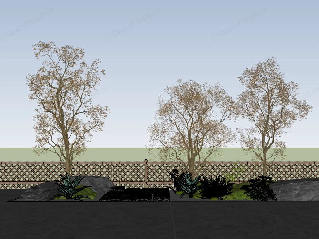 Backyard Landscape Trees sketchup model preview - SketchupBox
