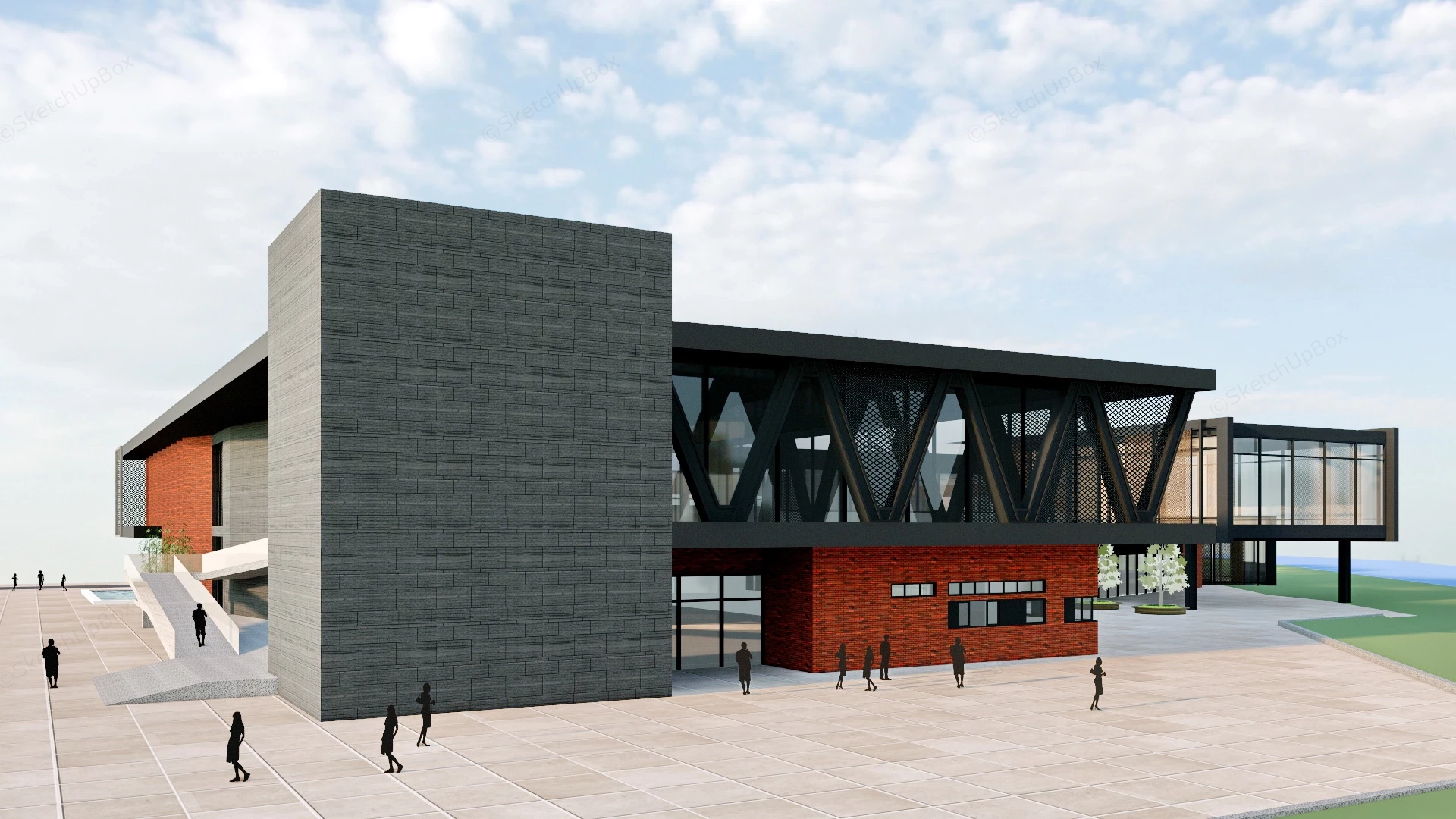Civic And Cultural Arts Center sketchup model preview - SketchupBox