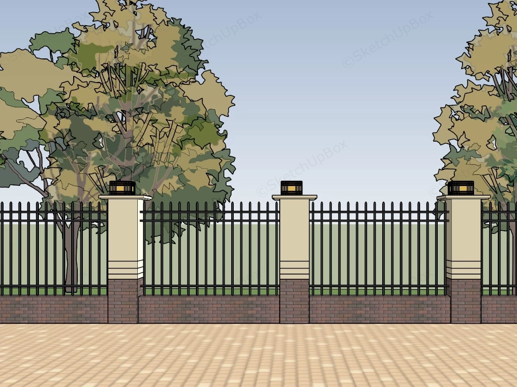 Brick And Metal Fence sketchup model preview - SketchupBox