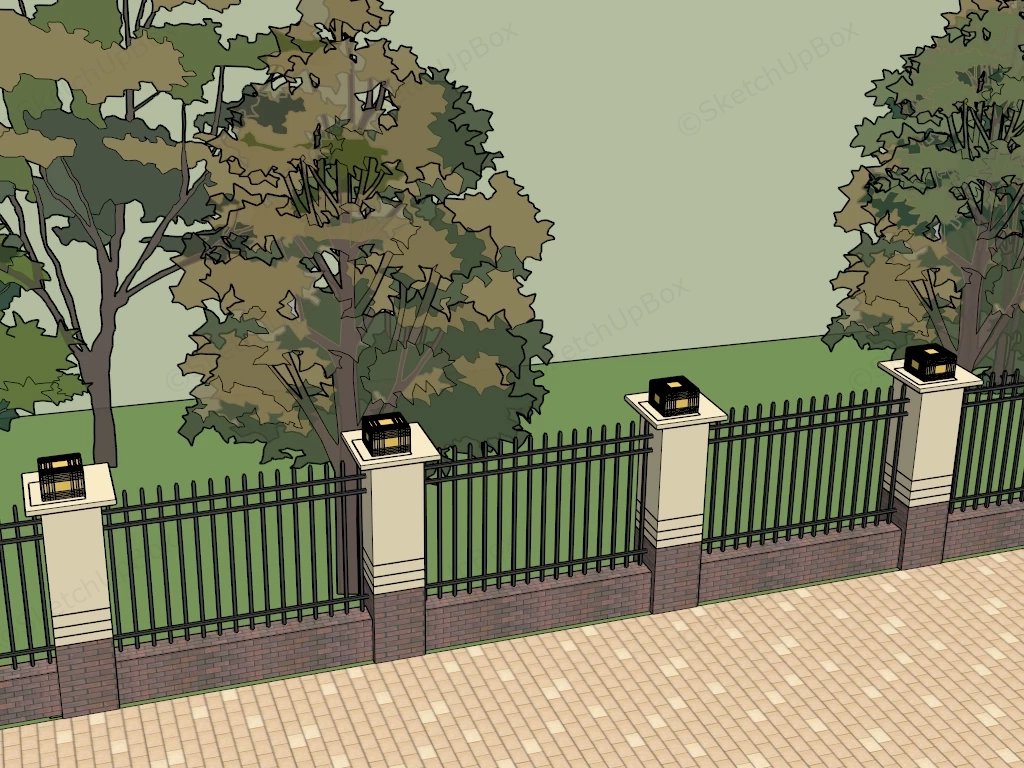Brick And Metal Fence sketchup model preview - SketchupBox