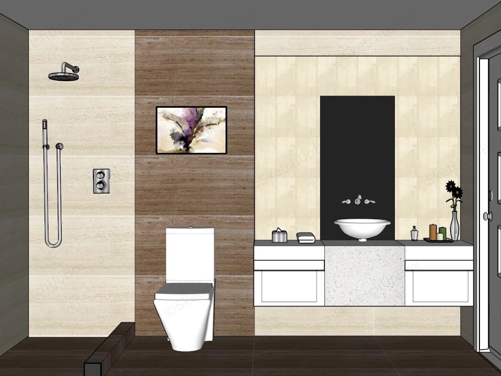Small Narrow Bathroom sketchup model preview - SketchupBox