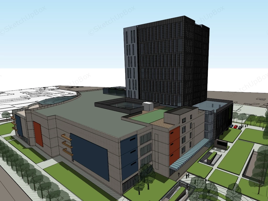 Office Building Complex sketchup model preview - SketchupBox