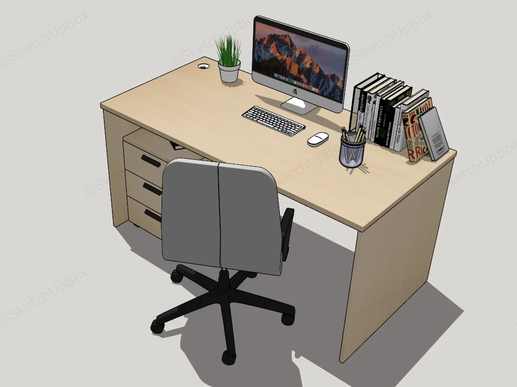 Office Desk And Chair Set sketchup model preview - SketchupBox