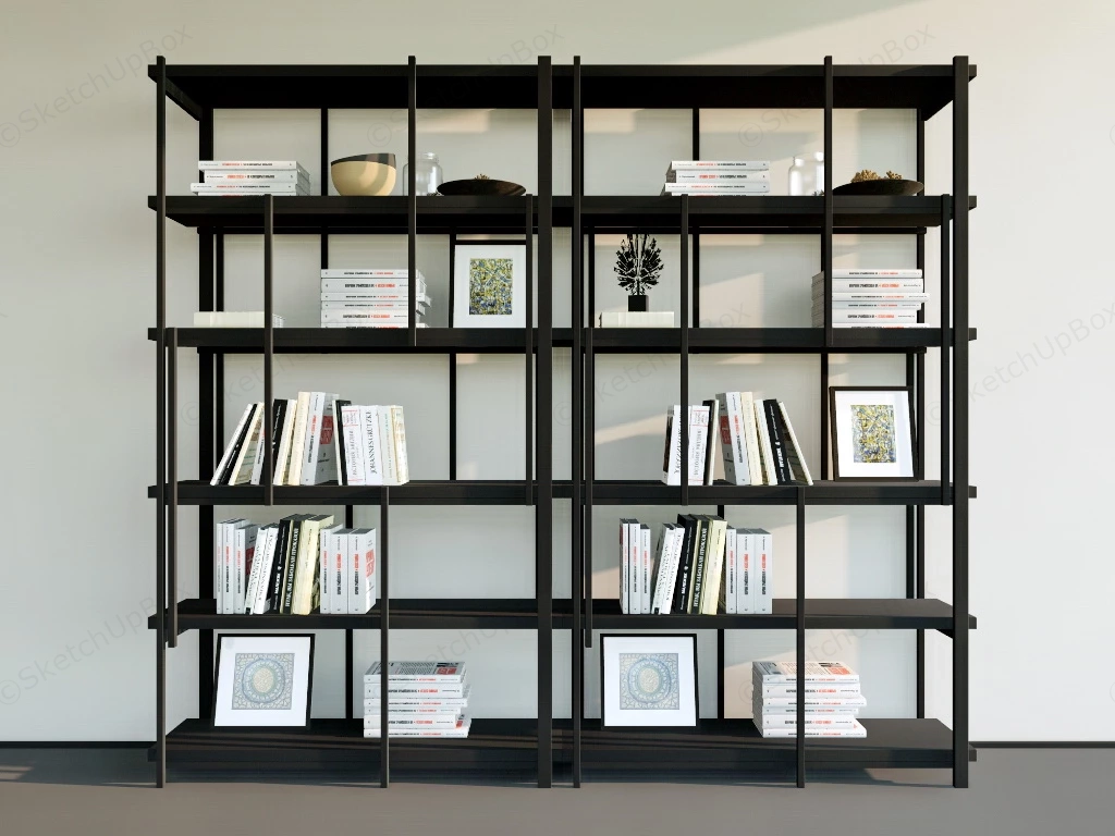 Black Metal Bookshelf sketchup model preview - SketchupBox