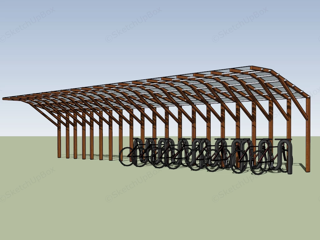 Covered Bike Shelter sketchup model preview - SketchupBox
