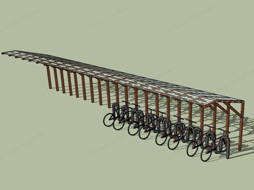 Covered Bike Shelter sketchup model preview - SketchupBox